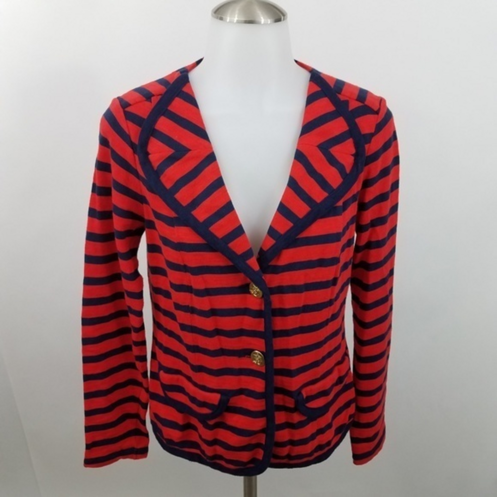 Cabi Blazer s 224 Striped Red Blue Button …‎